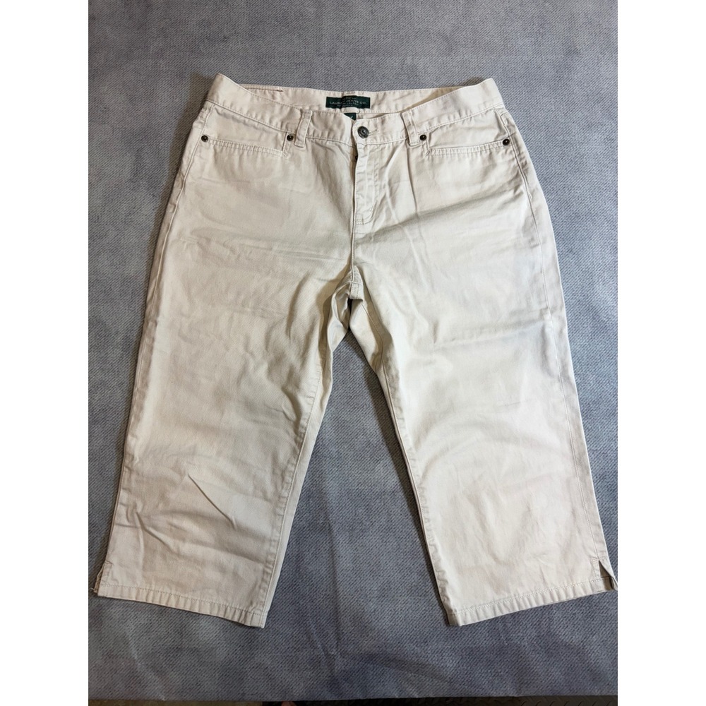 Lauren Ralph Lauren Petite Cream Cotton Cropped Capri Pants 10P 0242